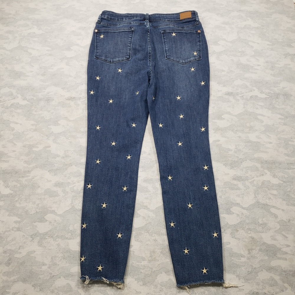 Judy Blue Jeans Womens 15/32 Blue Embroidered All Over Stars Skinny Medium Wash - Picture 10 of 11